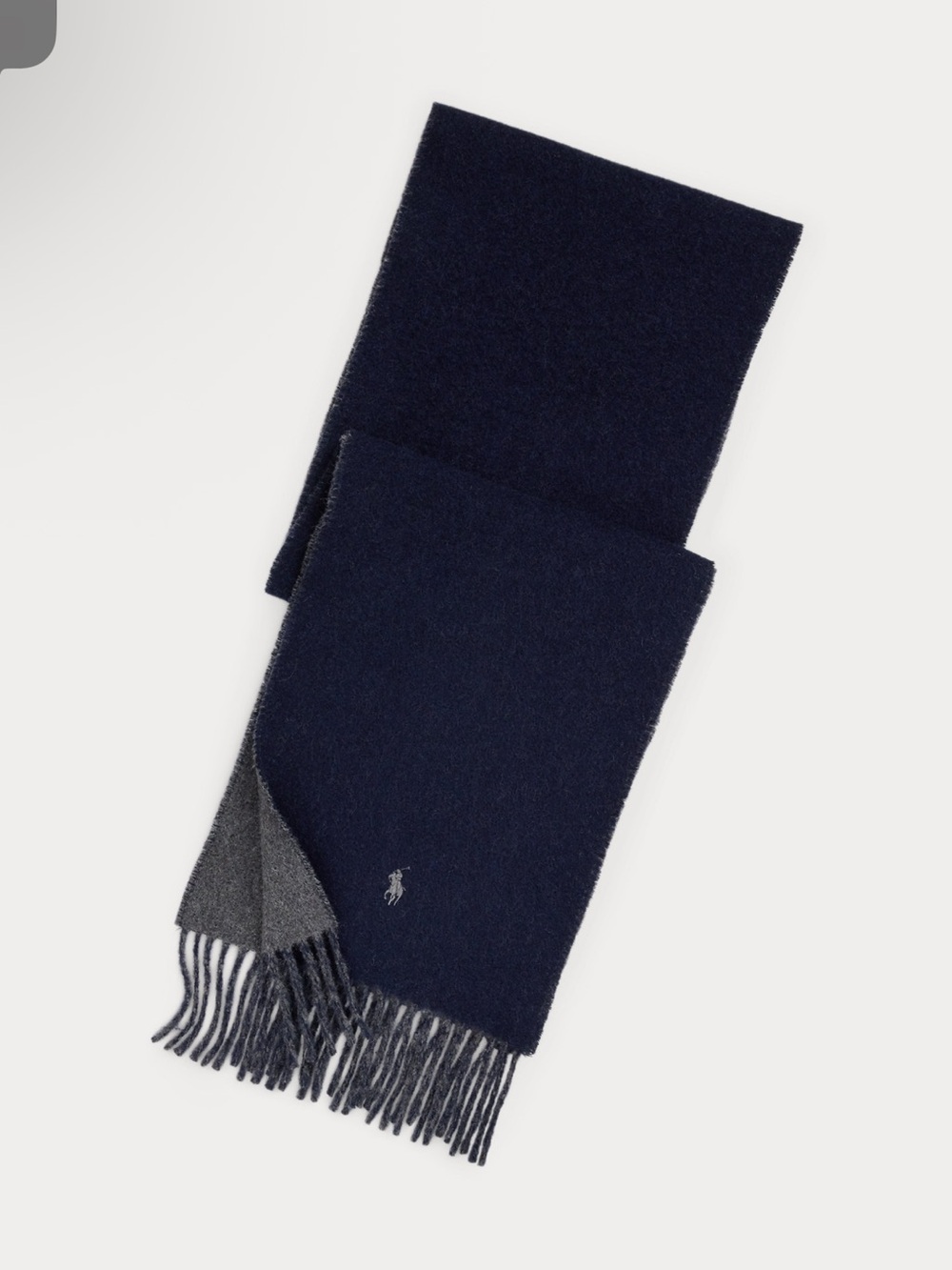 Polo by Ralph Lauren Navy and Gray Reversible Fringe Scarf